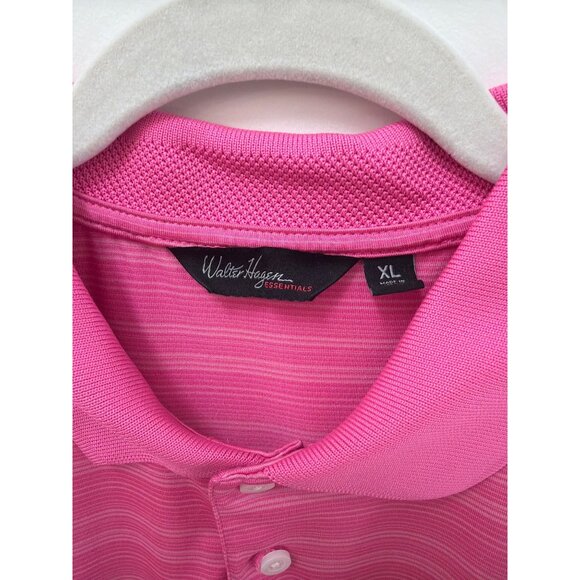 Walter Hagen Essentials XL Pink Striped Polo Shirt Short Sleeve Lightweight Mens - Picture 2 of 4